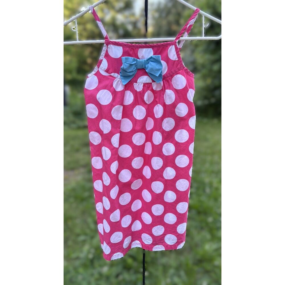 Hanna Andersson Girls 6X 7 Pink White Polka Dot Cotton Sun Dress Scandi Girl‎